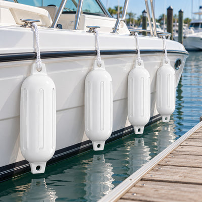 K-Musculo Boat Fenders 4 Pack, Inflatable Ribbed PVC Boat Bumpers with Ropes and Hand Pump