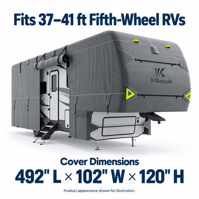 K-Musculo Fifth Wheel RV Cover with 7-Layer Top, Gray, 6 Size Options for 20-45 ft RVs