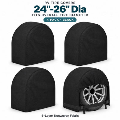 K-Musculo RV Tire Covers 4-Pack, Waterproof 5-Layer Nonwoven Wheel Covers for Campers & Trailers