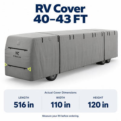 K-Musculo Class A RV Cover, Heavy Duty Waterproof Motorhome Cover with Tire Covers & Gutter Covers