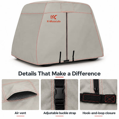 K-Musculo Golf Cart Cover, 600D Waterproof Polyester for Outdoor Storage, Gray or Black