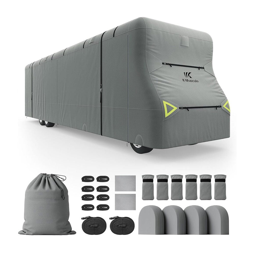 K-Musculo Class C RV Cover, Heavy Duty Waterproof Motorhome Cover with Tire Covers & Gutter Covers