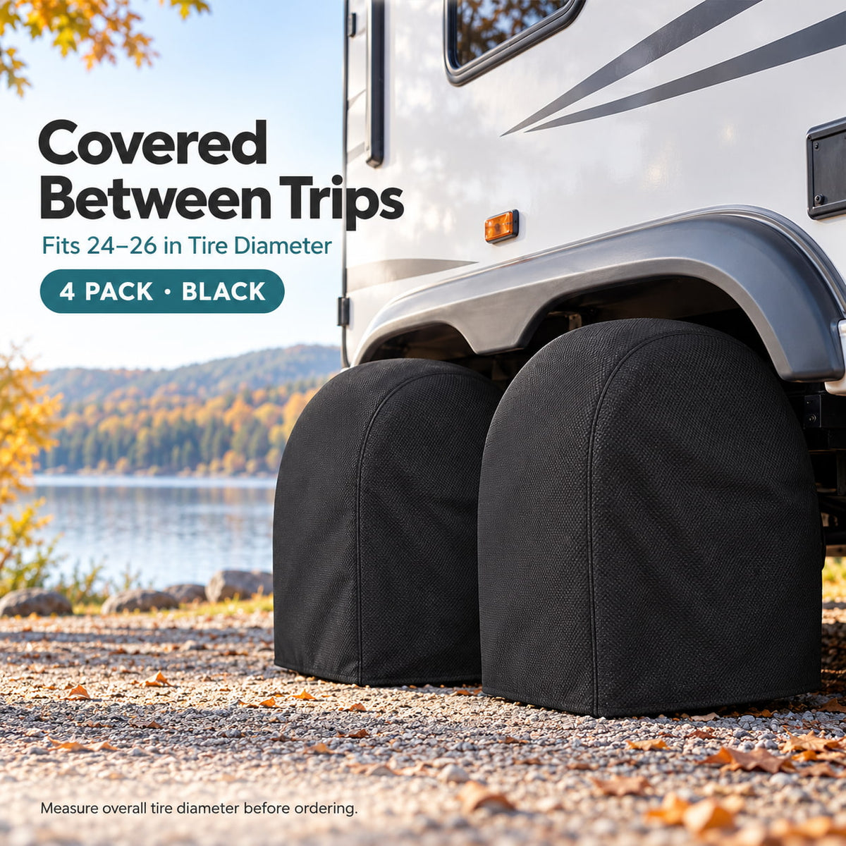 K-Musculo RV Tire Covers 4-Pack, Waterproof 5-Layer Nonwoven Wheel Covers for Campers & Trailers