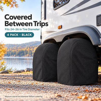 K-Musculo RV Tire Covers 4-Pack, Waterproof 5-Layer Nonwoven Wheel Covers for Campers & Trailers