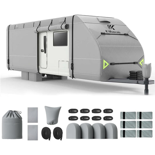 K-Musculo RV Cover, Heavy Duty Travel Trailer Cover with 8 Layers Corner